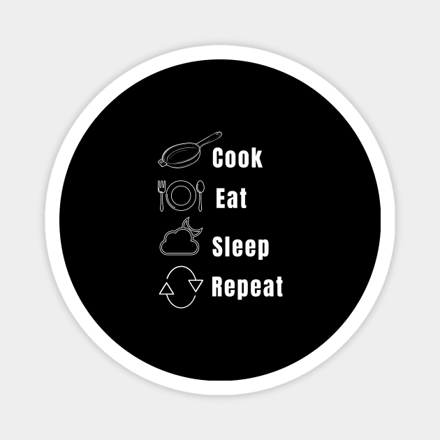 Cook Repeat Cooking Catering Foodie Food Pasta Burger Taco Sarcastic Funny Meme Emotional Cute Gift Happy Fun Introvert Geek Hipster Silly Inspirational Motivational Birthday Present Magnet by EpsilonEridani